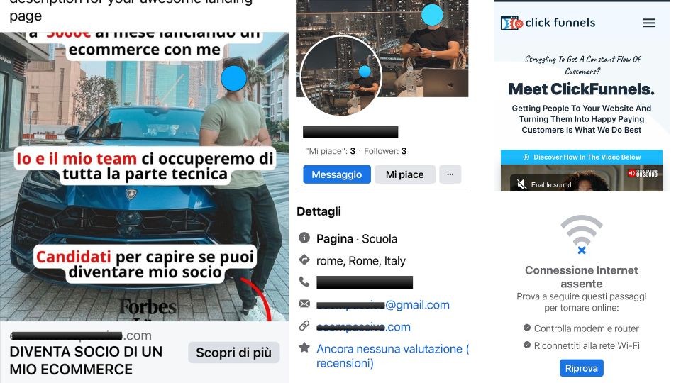 Analisi di una pubblicità apparsa su Facebook che potrebbe dare adito all'idea di una truffa